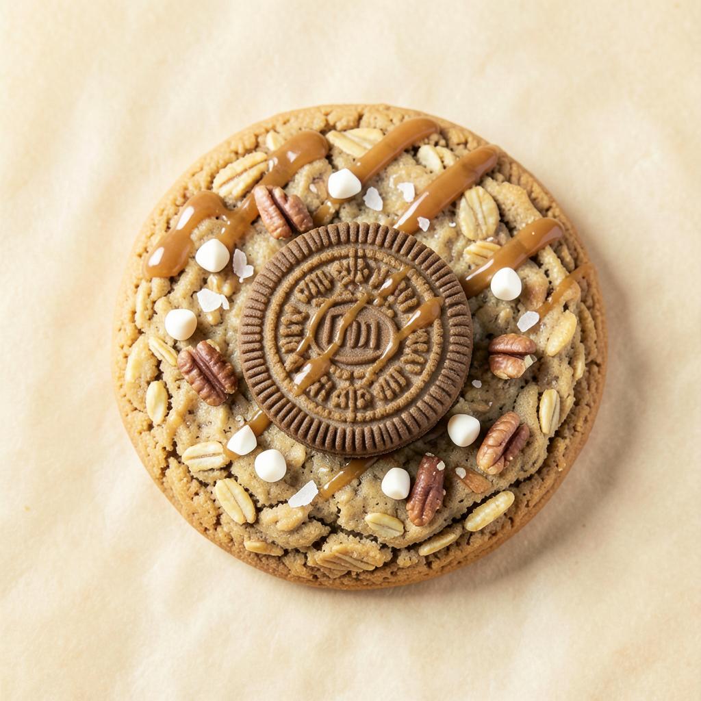 The Carmel Nut Job cookie with caramel drizzle, golden Oreo, pecans and flaky sea salt from Corner Cut Baking Co. in Albuquerque