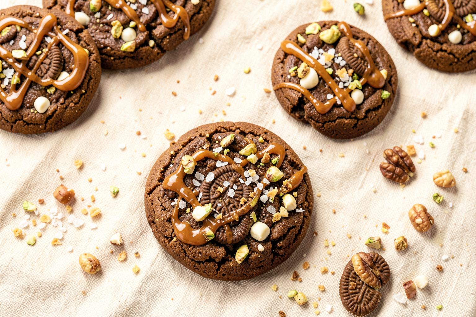 Made from scratch gourmet cookies with caramel drizzle, pistachios and sea salt from Corner Cut Baking Co. in Albuquerque, NM