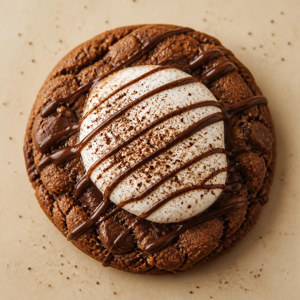 The Loves Espresso cookie with marshmallow fluff topping and mocha drizzle, baked in Albuquerque, New Mexico
